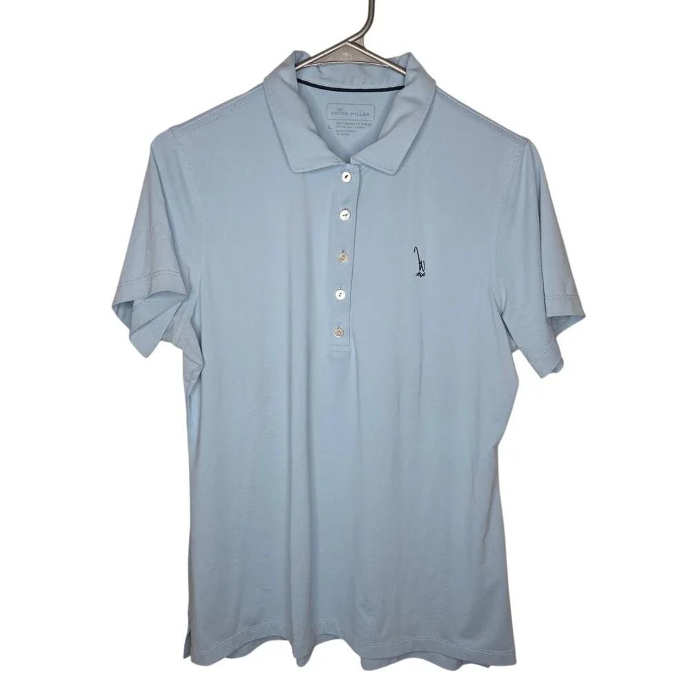 Peter Millar UPF 50+ Golf Polo, Women’s Large, Blue - Waverley 1896 Oregon